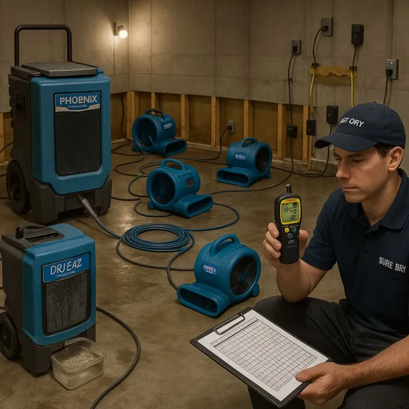 Structural Drying and Dehumidification process in Sanger, TX